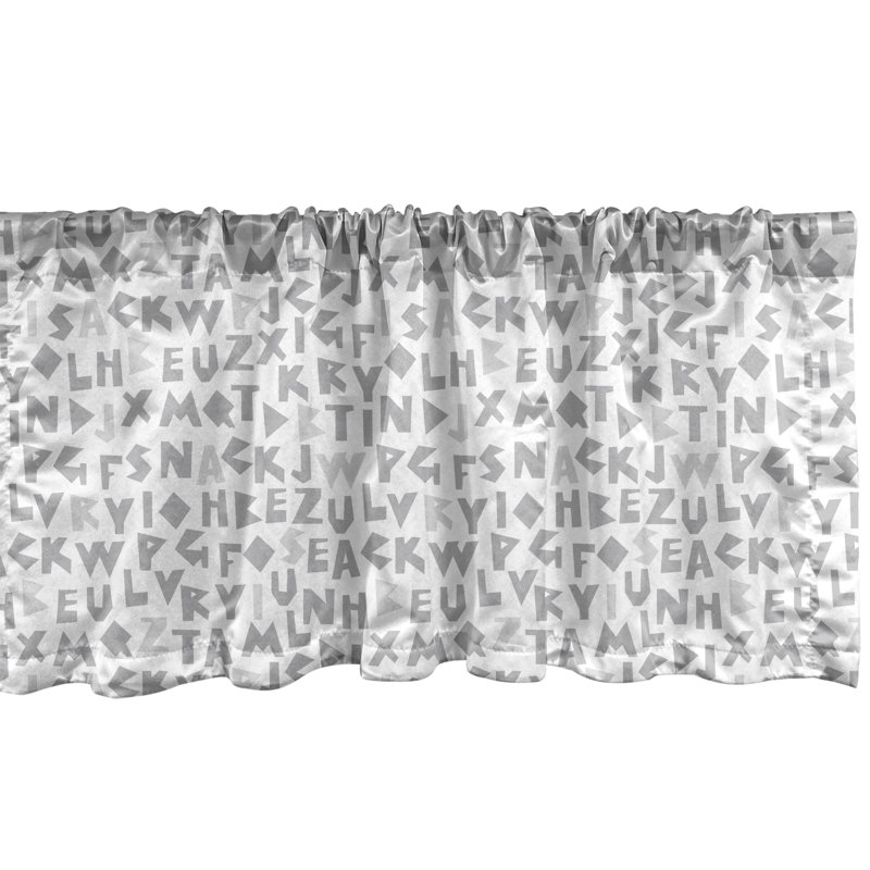 Cantonnière Ambesonne, ensemble de 2 lettres géométriques gris pâle et blanc, L 54 po x L 12 po