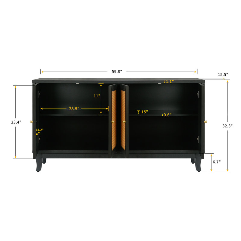 Retro Style Console Table Simple Modern Sideboard Storage Cabinet  With Detachable Wide Shelves For Entryway Living Room Bathroom Dining Room