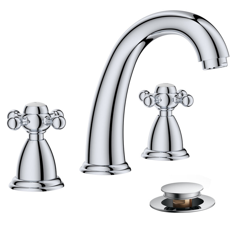 Bathroom Sink Faucet 8 Inch, Matte Black Bathroom Faucet 3 Hole With Pop Up Drain And Water Hose Supply, Chrome