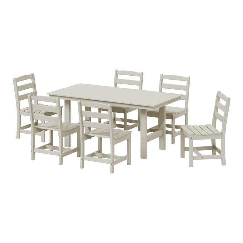 7-Piece Side Chair Dining Set, Beige