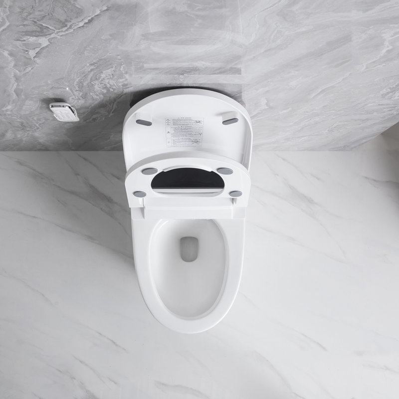 Toilette intelligente avec siège chauffant pour bidet, chasse d'eau automatique, ouverture et fermeture automatiques, siège chauffant à air et à eau, veilleuse, bouton latéral, télécommande sans fil, blanc