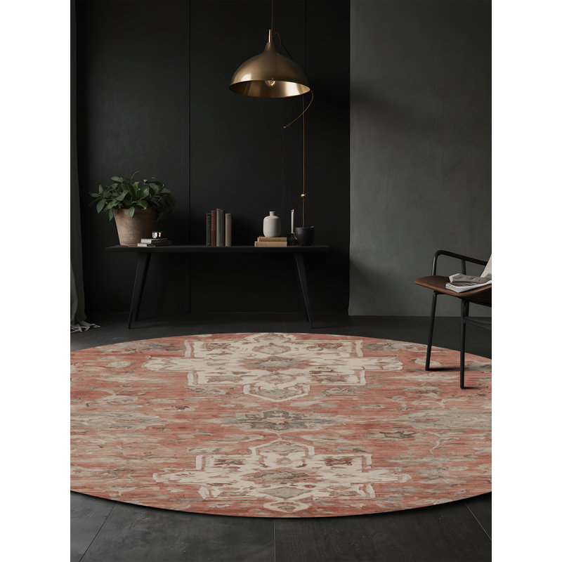 Tapis gris lavable à la machine, Rond 6 pi
