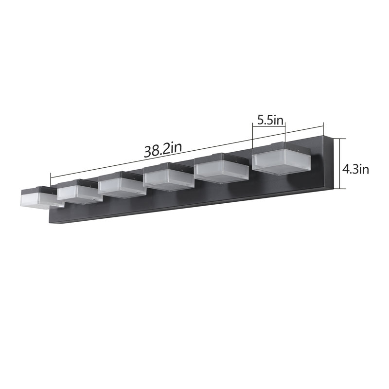 Luminaire de meuble-lavabo moderne à DEL noir 6 lumières Modern