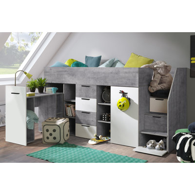 Coleen Loft Bed with Storage Included with Desk Included
