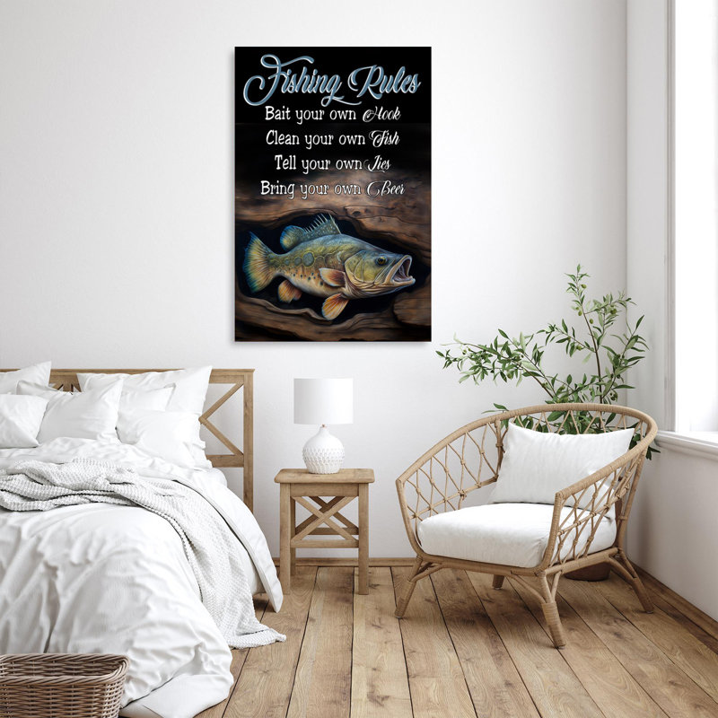 «Fishing Rules - 1 pièce», impression rectangulaire, H 20 po x l 16 po x P 1,25 po