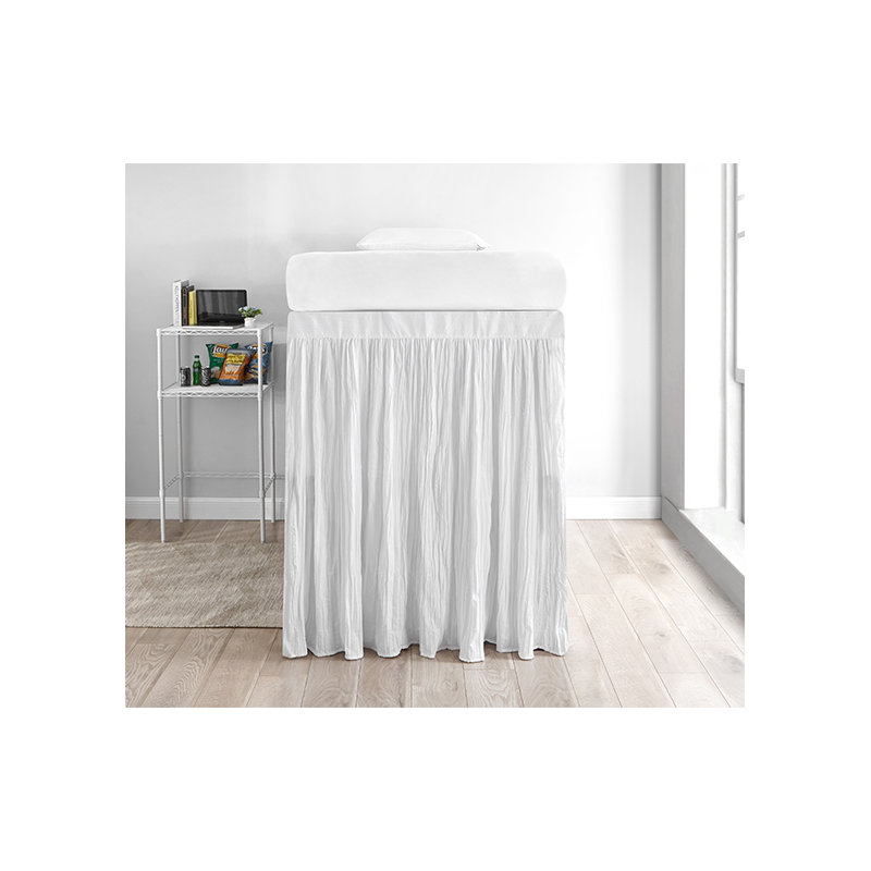 Crinkle Extended Dorm 60" Panel Bed Skirt, White