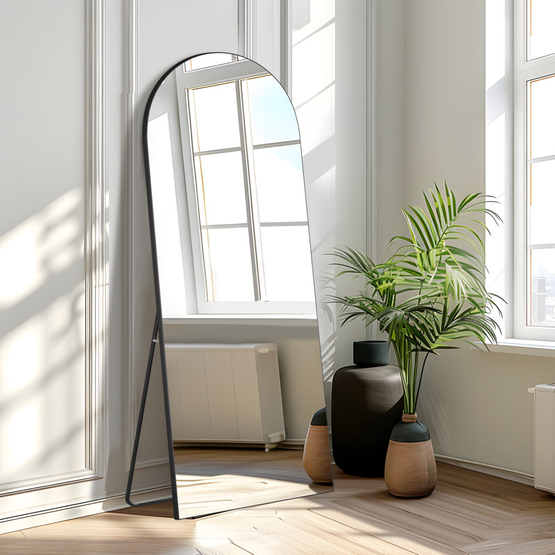 Miroir mural en bois massif Luziano, Noir, 65 po x 24 po