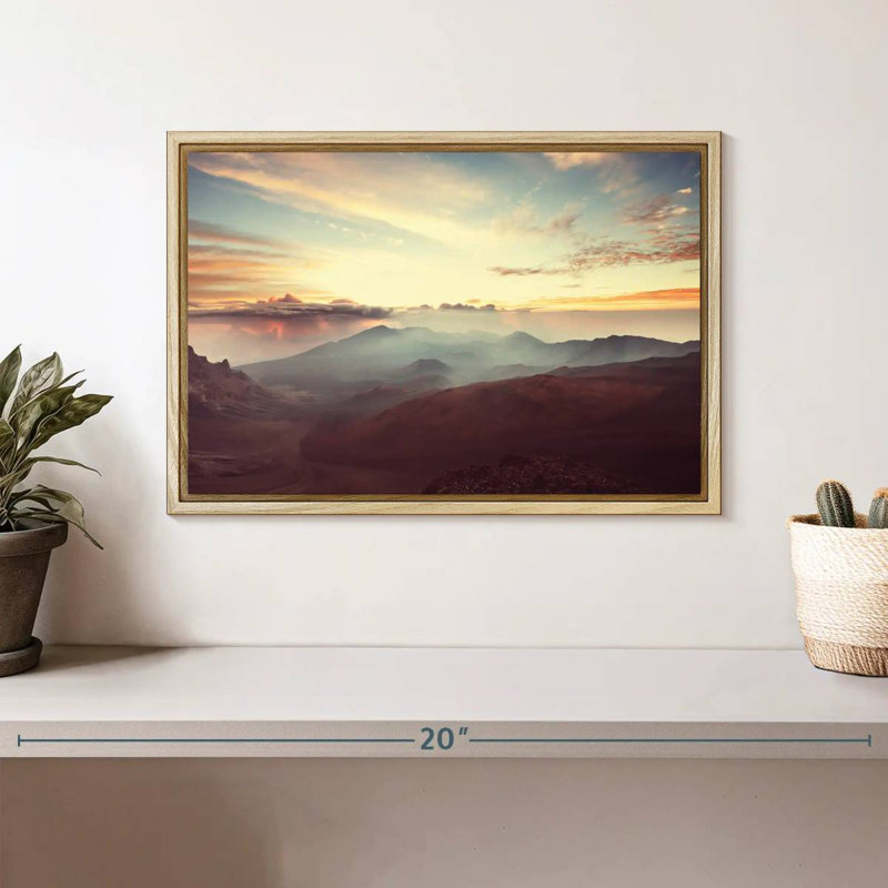 Haleakala matin ciel, Cadre flottant en bois naturel, 13 po x 9 po