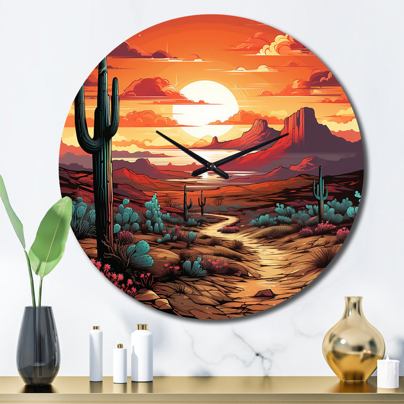 Horloge ronde en métal Wilderness Heat - Desert, Grand