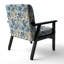 Fauteuil d'appoint rembourré blanc et bleu à motif floral I
