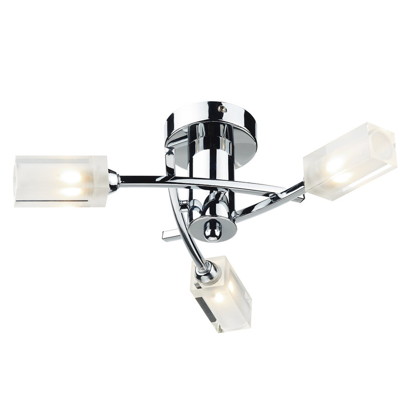 Nevaeh Glass Semi Flush Mount, Polished Chrome