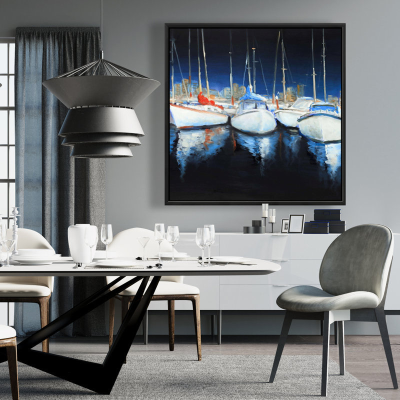 «Evening At The Marina» sur toile, H 36 po x l 36 po