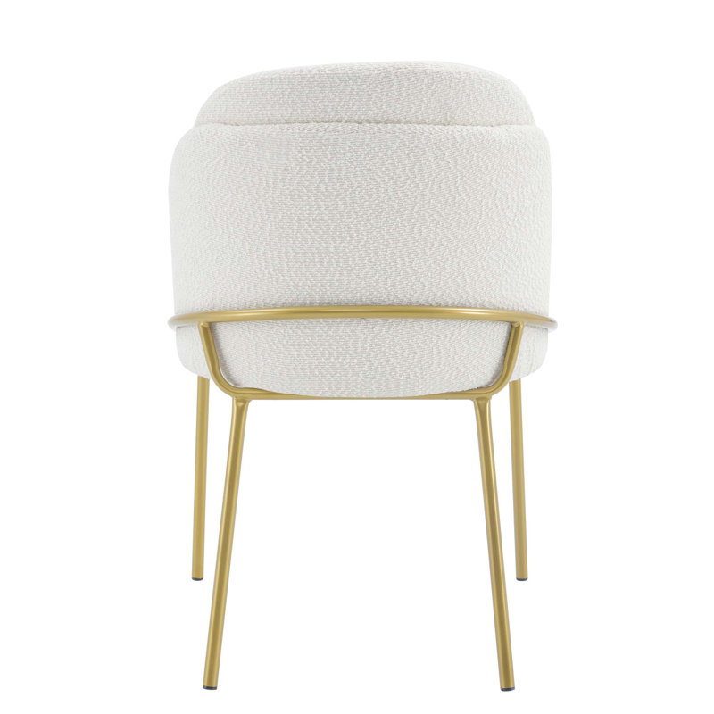 Ensemble de 2 chaises de salle à manger avec pieds en métal, Blanc antique, Doré