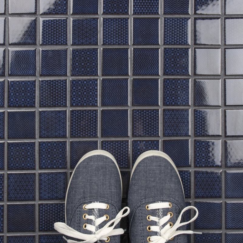 Celadon 1.84" x 1.84" Porcelain Grid Mosaic Wall & Floor Tile, Royal Blue