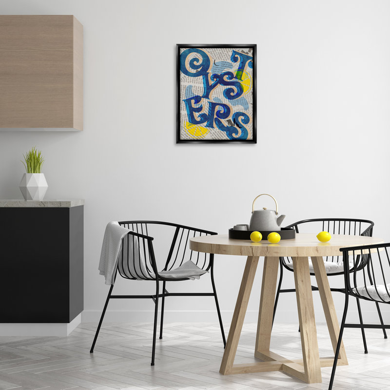 Cadre flottant Classic Retro Oysters, design par Lil 'Rue, Cadre flottant noir de jais, H 21 po x l 17 po