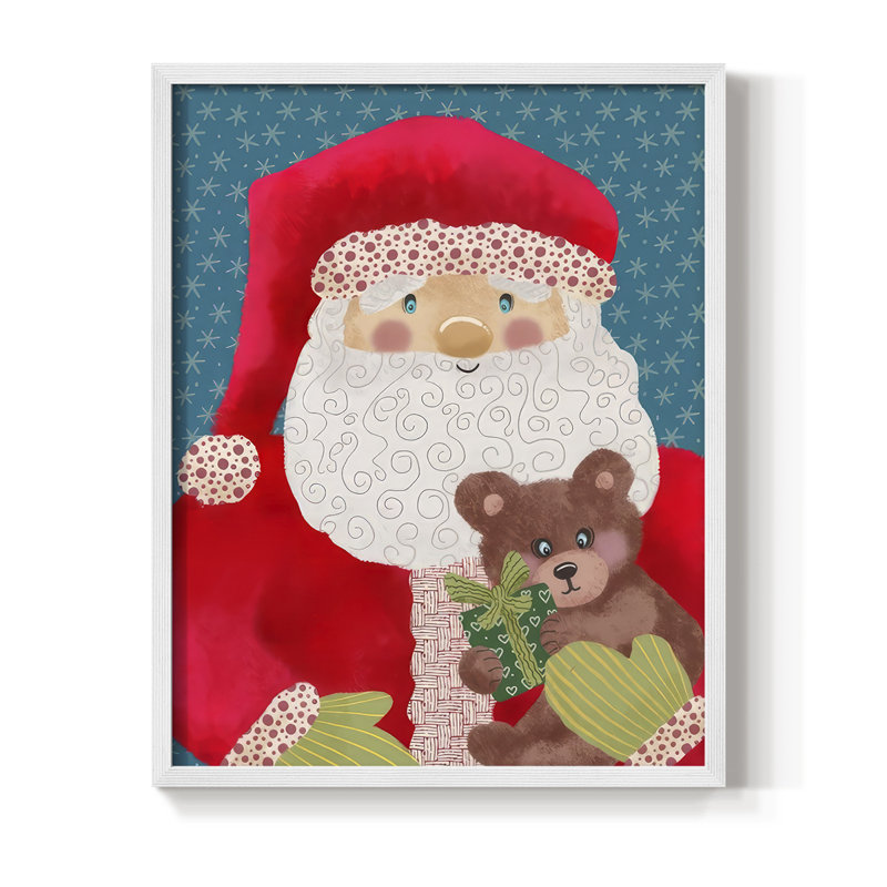 Santa Pack II Framed Print - Solid Wood, 11'' H x 9'' W, White
