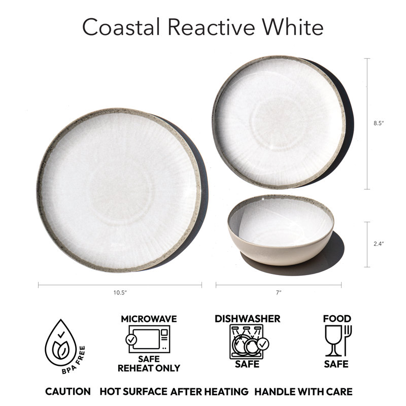 Assiette à salade en mélamine Coastal Reactive NewWave - blanc - 8,5 po - ensemble de 6, Blanc
