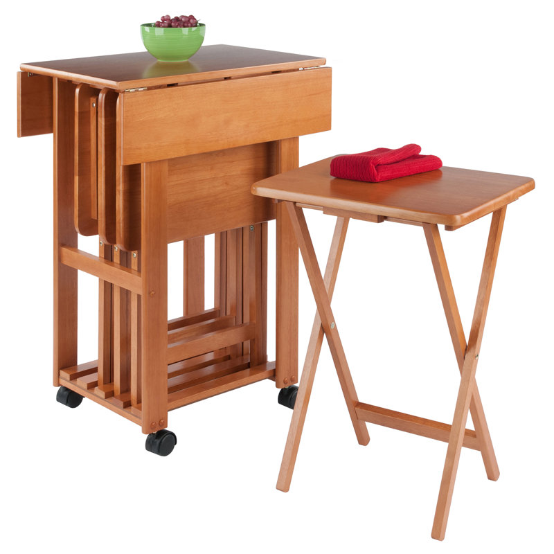 Ensemble de 4 tables-plateaux Adreanne, Brun