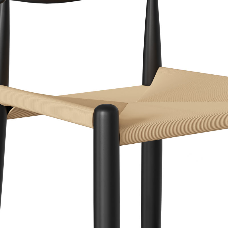 Tabouret de bar et de comptoir Ardo, Cordon de papier naturel / bois de frêne américa