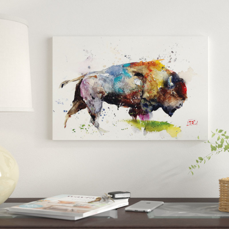 «Bison II» par Dean Crouser, impression sur toile tendue, H 8 po x l 12 po x P 0,75 po, Pas de tapis, Toile tendue
