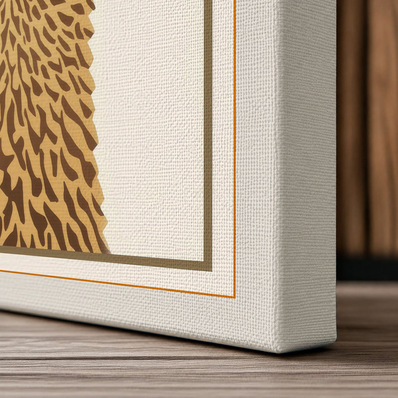 Llama in Profile Japandi - Wrapped Canvas, 30x20 - 76.2 x 50.8 cm, Cream Border