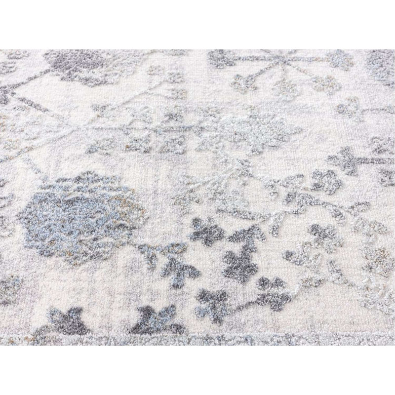 Tapis floral en polypropylène tissé à la machine Caretha, Rectangle 5 pi x 8 pi