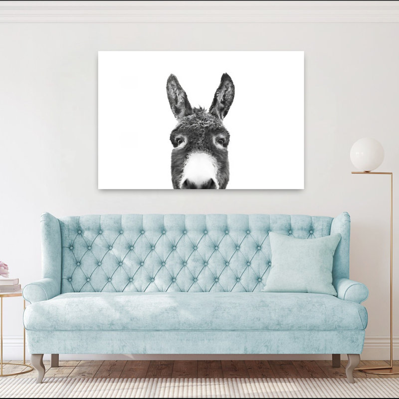 «Peeking Donkey», art mural abstrait contemporain, 40" H x 60" W