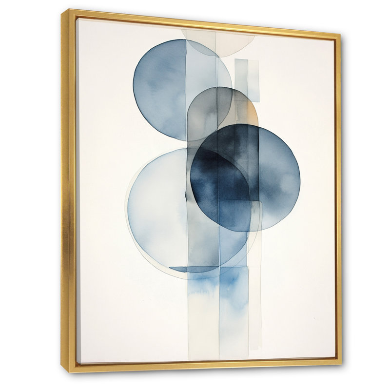 Circular Simplicity aquarelle en bleu rétro - art mural moderne sur toile géométrique, H 20 po x l 12 po x P 1 po