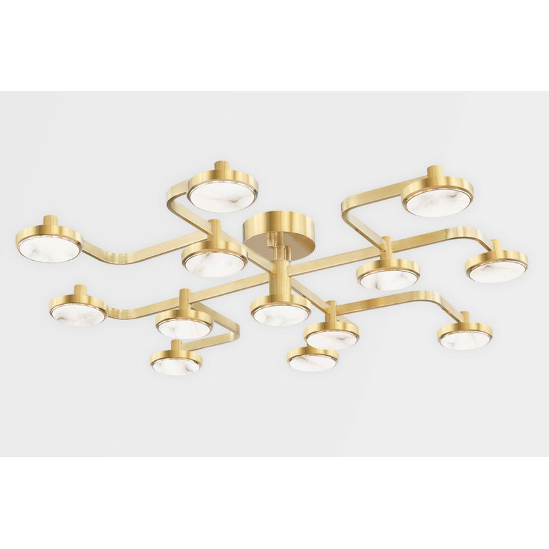 Meander 13 Light LED Chandelier, Aged Brass