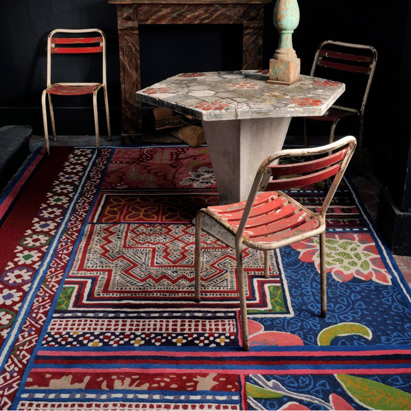 Baya Southwestern Area Rug in Red, Rectangle 6'7" x 9'10"