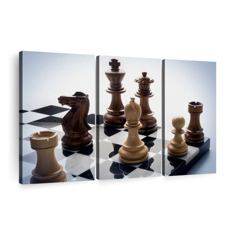 «P pièces On The Chess Board», art mural, H 24 po x l 38 po x P 1,25 po