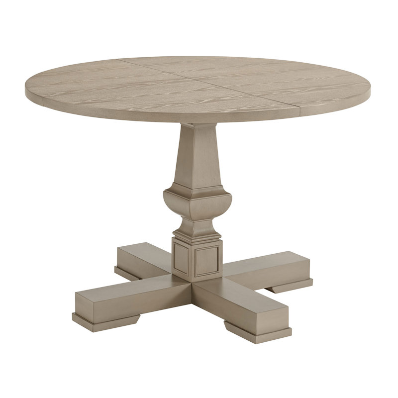  Rumson 44" Modern Farmhouse Pedestal Dining Table, Rustic Beige, Beige