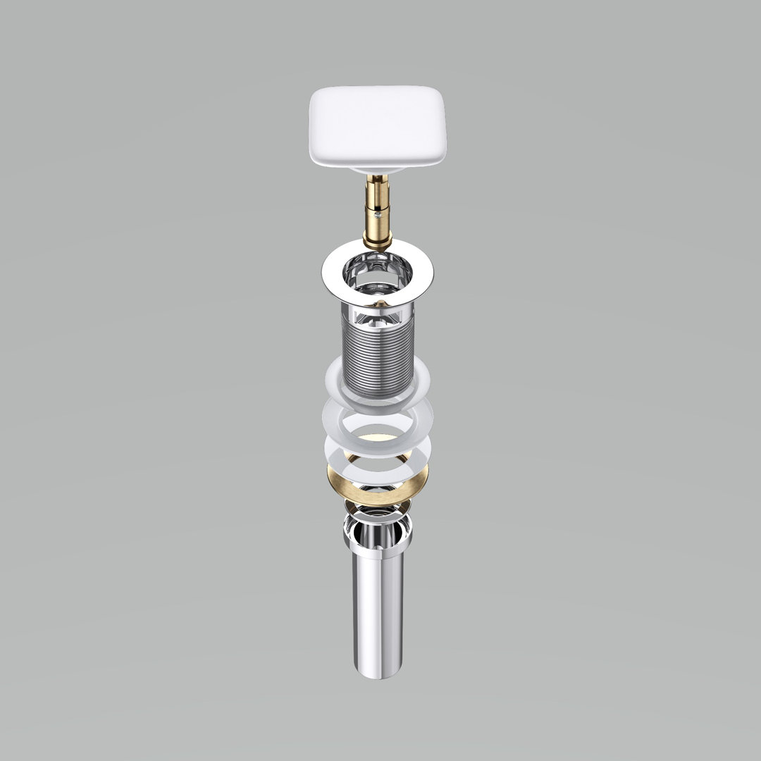 Push Pop Up Sink Waste Plug - Slotted Suitable for Basin with Overflow - Rising Square Ceramic Push Button