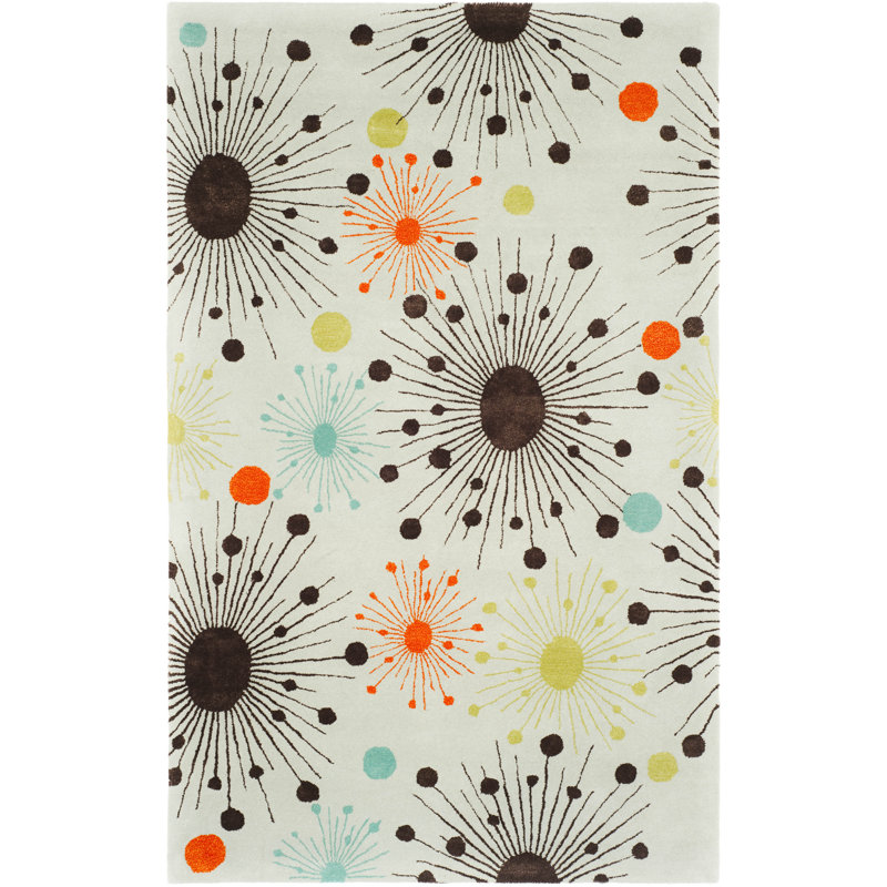 Amier Hand Tufted Wool And Viscose Floral Rug, Rectangle 5' x 8'