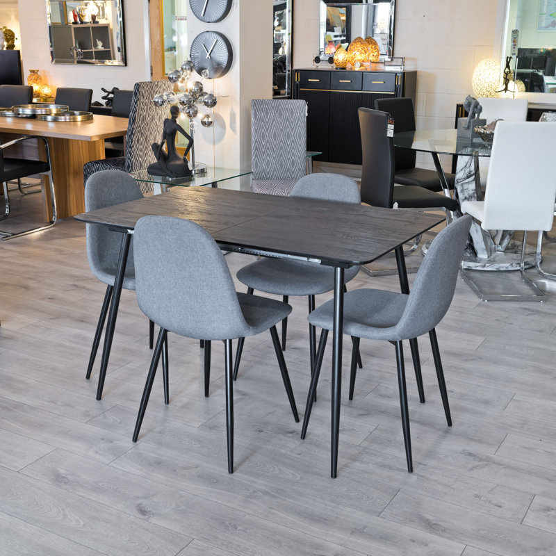 Abbottstown 4 -Person Dining Set, Black, Grey