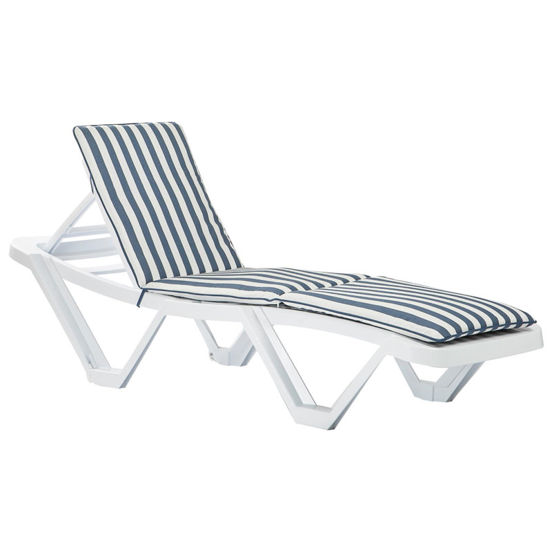 188cm Long Reclining Single Chaise with Cushions, Navy