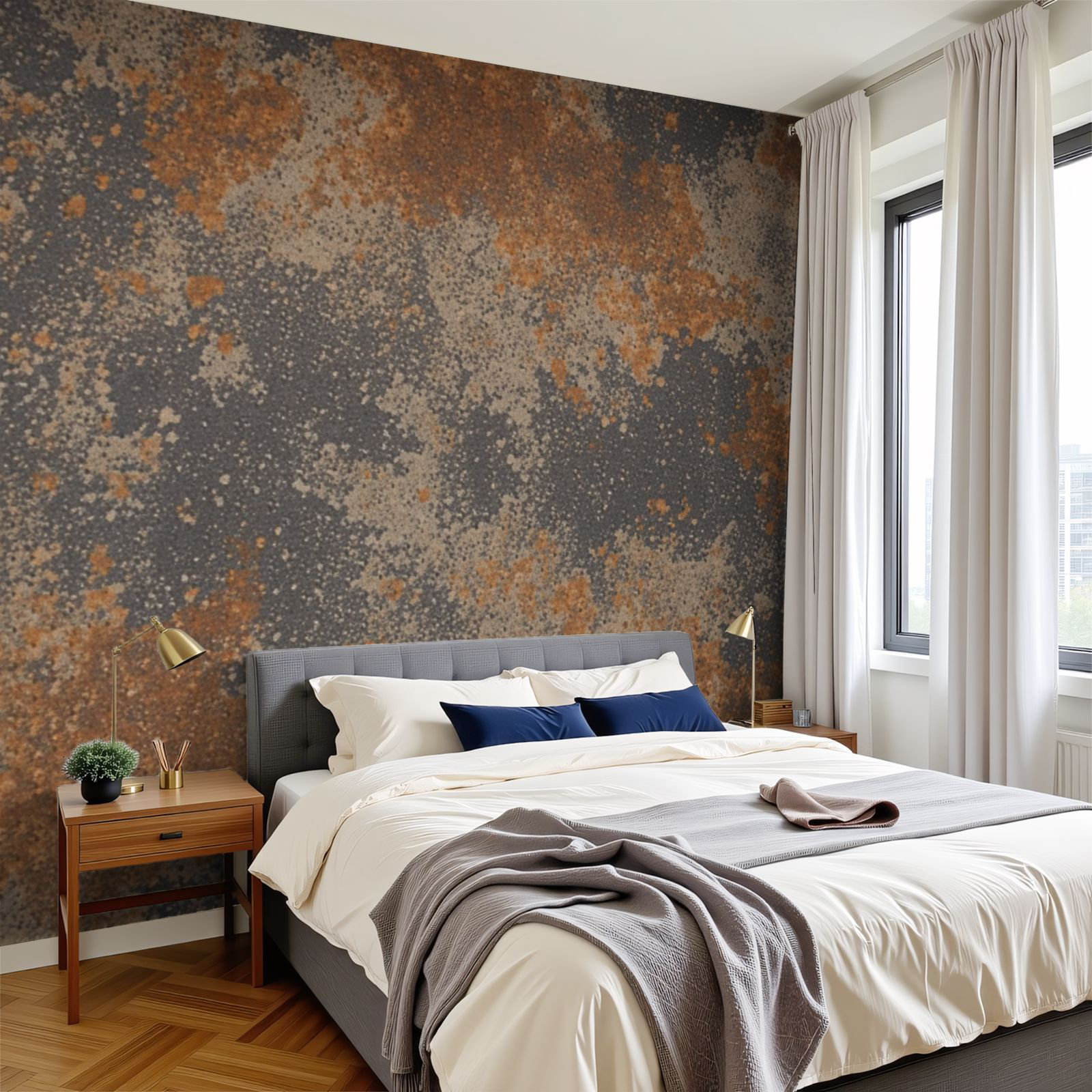 Red Barrel Studio Peel and Stick Wallpaper Rusted Metal Texture Brown ...