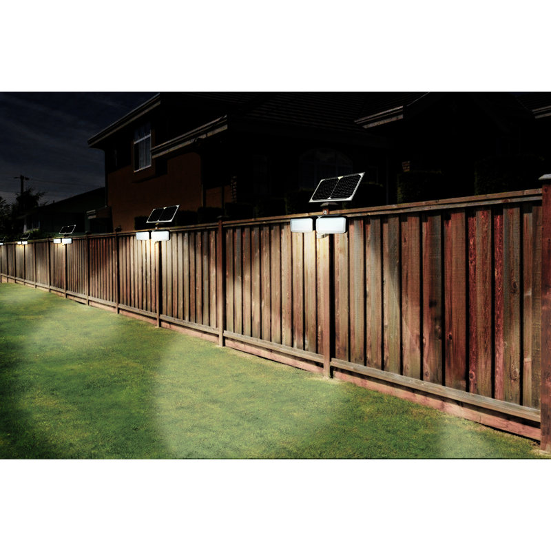 2 - Head LED Solar Powered Dusk to Dawn Outdoor Security Flood Light with Motion Sensor and Timer, White