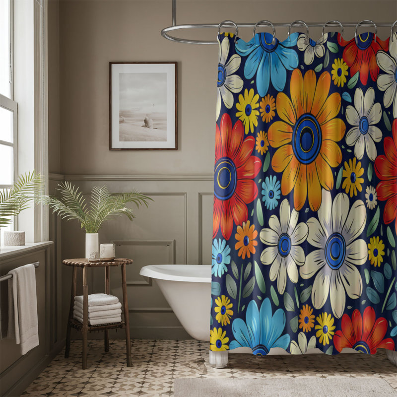 Flower Rings - Premium Shower Curtain, H 74 po x l 71 po