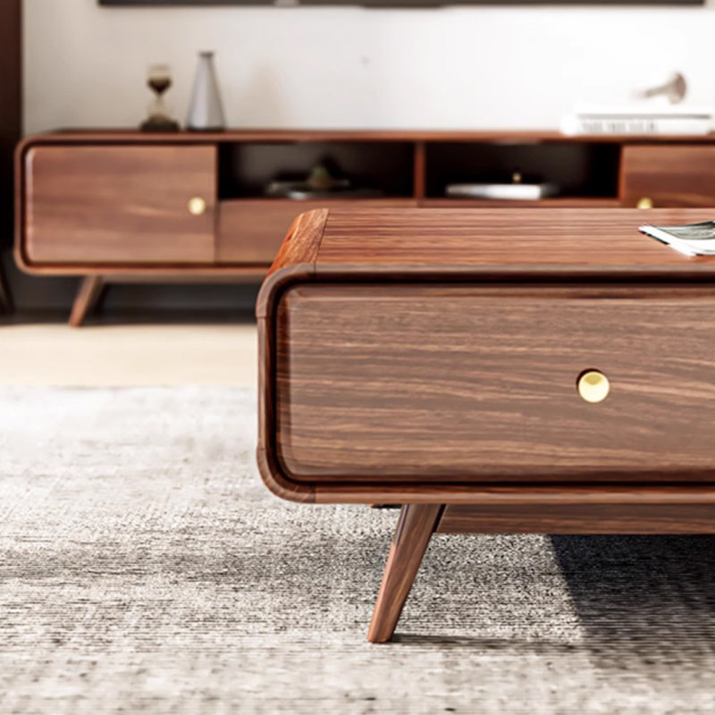Combinaison meuble télé et table basse de style rétro