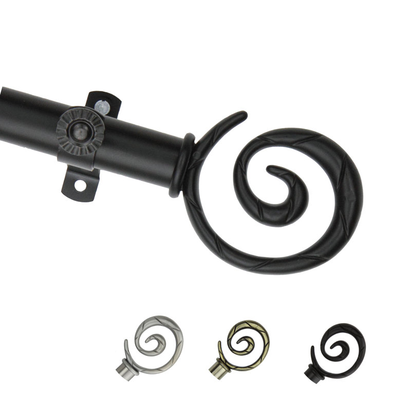 Tringle à rideaux simple Mcewen, l 48 po à 84 po, Noir