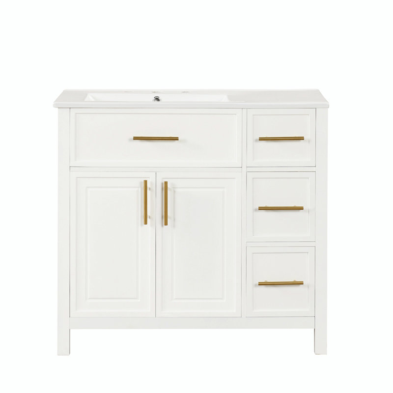 Meuble-lavabo simple 36 po avec plateau en céramique Starlena