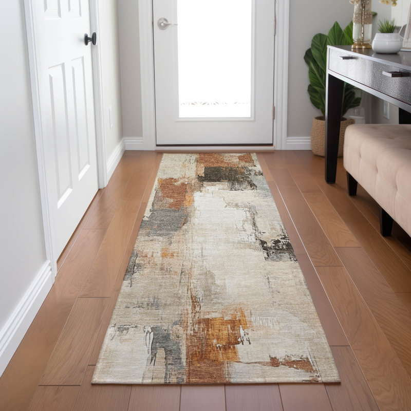 Tapis ivoire Xhevrie intérieur / extérieur lavable à la machine, Tapis de couloir 2 pi 3 po x 7 pi 6 po