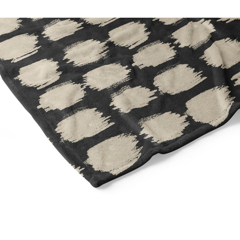 Jeté en molleton à pois Sp velveteen, Gris anthracite, L 60 po x l 50 po