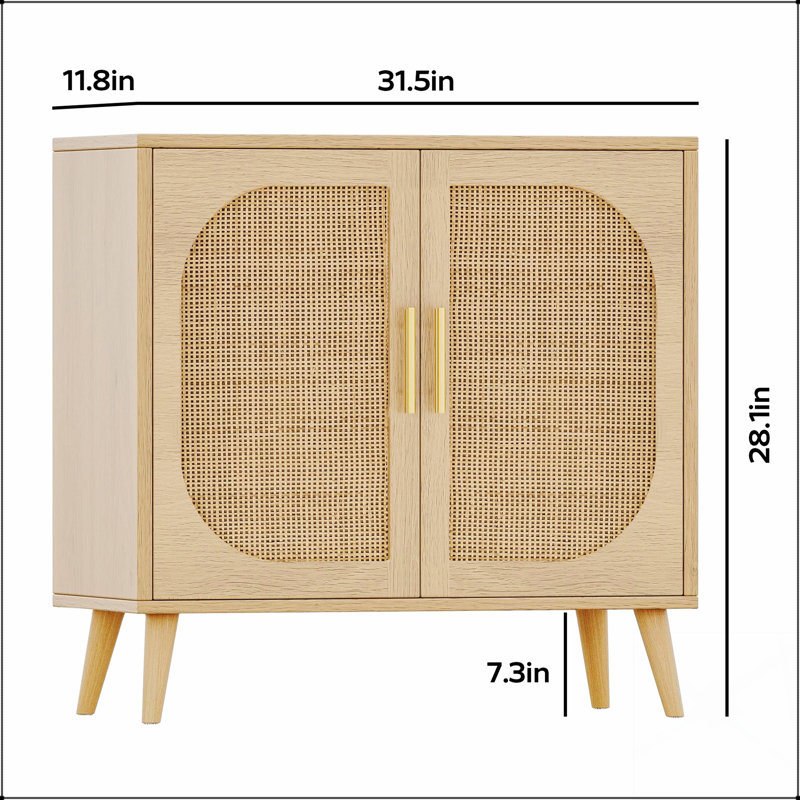 Natural Color Buffet Cabinet With Spacious Storage And Solid Wood Feet,  For Modern And Rustic Kitchens, Natural
