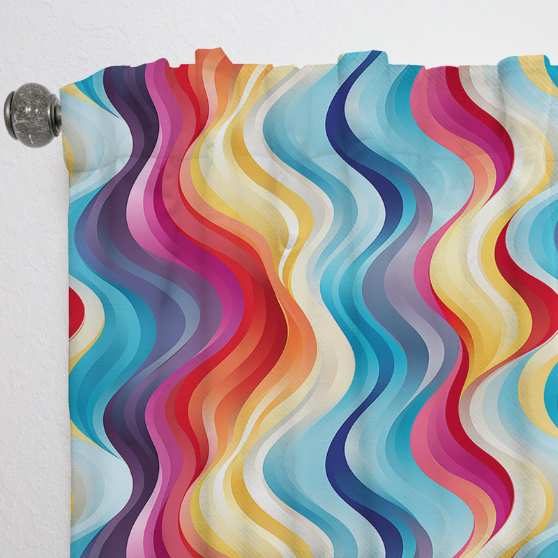 Popart Striped Rainbow Rhythm III - Rideau à rayures - Rideau à rayures obscurcissant, L 52 po x L 120 po