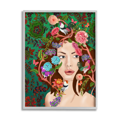 Boho, femme, motif floral vert à motif cachemire abstrait surdimensionné, art numérique sur toile par Sangita Bachelet