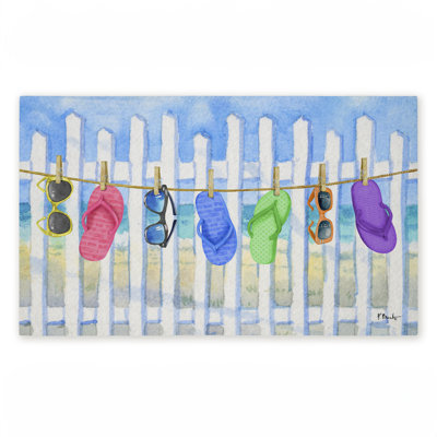 Tapis de porte d'extérieur à imprimé plage Flip Flop, par Paul Brent, 18 po x 30 po