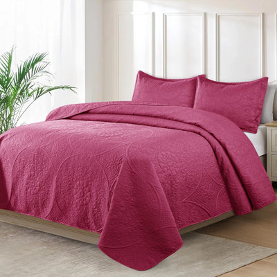 Lightweight Summer Bedspreads - 3 Piece Oversized Quilt Set - Reversible Coverlet Set - Twin Size