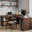 Bureau en bois massif avec bibliothèque et coin en L intégré-2032874462-2032874433